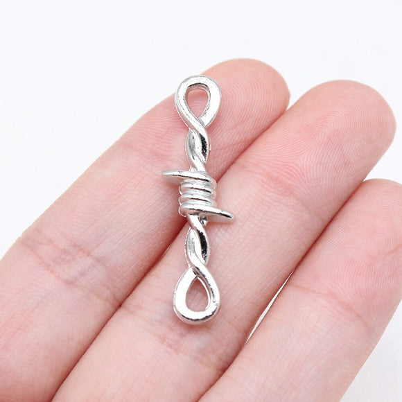 10pcs 34x11mm Antique Silver Color Rhodium Color Twisted Thorns Knot Connector For Jewelry Making ef3978