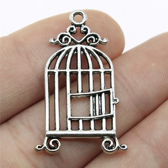 WYSIWYG 10pcs 34x18mm Antique Silver Color Birdcage Pendant Bird Cage Pendant Bird Cage Charm For Jewelry Making