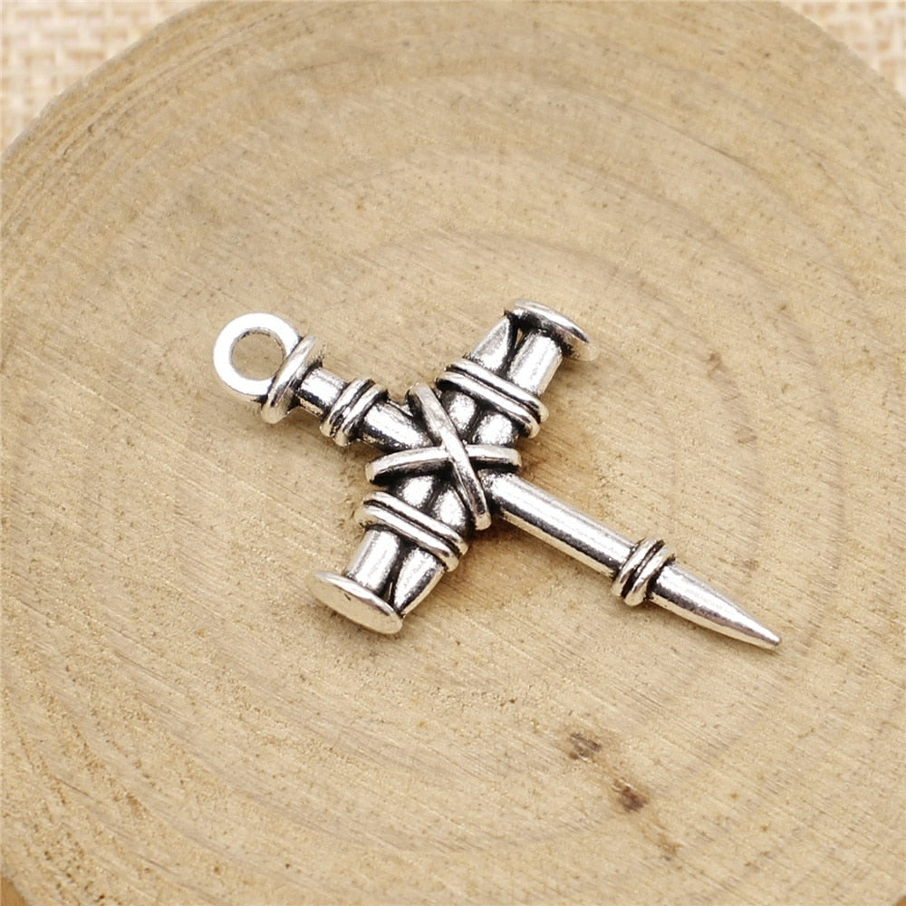 5pcs 55x36mm Antique Silver Color Gothic Cross Charms For Jewelry Making