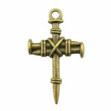 WYSIWYG 10pcs 34x20mm Antique Silver Color Antique Bronze Nail Cross Pendant Cross Pendants Charm Nail Cross Charm