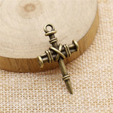 WYSIWYG 10pcs 34x20mm Antique Silver Color Antique Bronze Nail Cross Pendant Cross Pendants Charm Nail Cross Charm