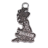 WYSIWYG 10pcs 34x20mm Antique Silver Color Great Britain Map Charms For Jewelry Making
