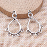 WYSIWYG 10pcs 34x22mm Antique Silver Color Cutout Twisted Drop Earring Attachments For Jewelry Making