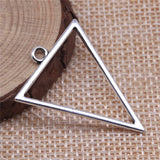 WYSIWYG 10pcs 34x25mm Antique Silver Color Hollow Geometric Triangle Earring Accessories Charms Pendant For Jewelry Making