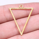 WYSIWYG 10pcs 34x25mm Antique Silver Color Hollow Geometric Triangle Earring Accessories Charms Pendant For Jewelry Making