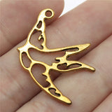 WYSIWYG 10pcs 34x25mm Pigeon Charms Antique Gold Color For DIY Jewelry Making Zinc Alloy Charms Pendant Jewelry Findings