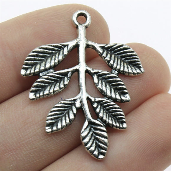 WYSIWYG 10pcs 34x28mm Branches Leaf Charm Pendants For Jewelry Making Antique Silver Color Leaf Branches Pendants Charm Branches