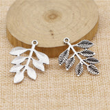 WYSIWYG 10pcs 34x28mm Branches Leaf Charm Pendants For Jewelry Making Antique Silver Color Leaf Branches Pendants Charm Branches