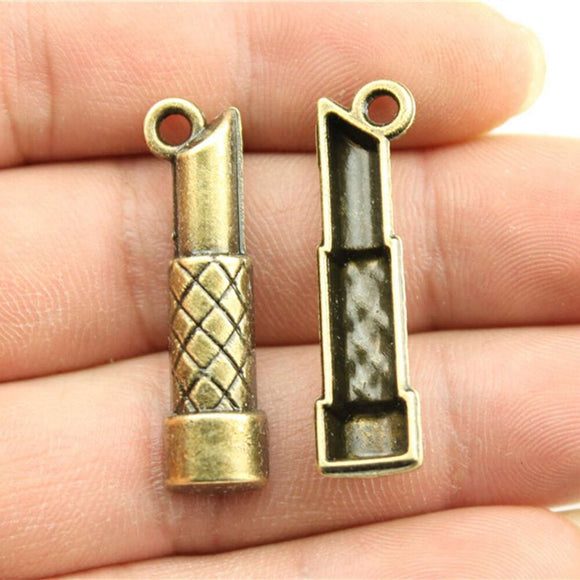 WYSIWYG 10pcs 34x9mm Lipstick Charms For Jewelry Making Antique Bronze Color Charms Pendants Jewelry Accessories