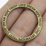 WYSIWYG 10pcs 35mm 3 Colors Dream Trust Faith Love Big Circle Connector Charms Pendant