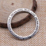 WYSIWYG 10pcs 35mm 3 Colors Dream Trust Faith Love Big Circle Connector Charms Pendant