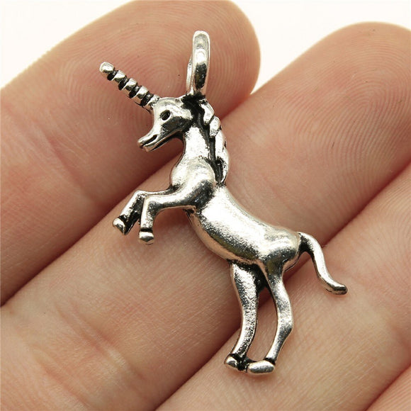 WYSIWYG 10pcs 35x15mm Lucky Horn Horse Charms DIY Jewelry Findings Antique Silver Color Antique Bronze Color For Jewelry Making