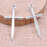 WYSIWYG 10pcs 35x18mm Antique Silver Color Cross Charms Pendant For DIY Jewelry Making Handmade Jewelry Craft Findings