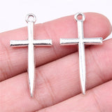 WYSIWYG 10pcs 35x18mm Antique Silver Color Cross Charms Pendant For DIY Jewelry Making Handmade Jewelry Craft Findings