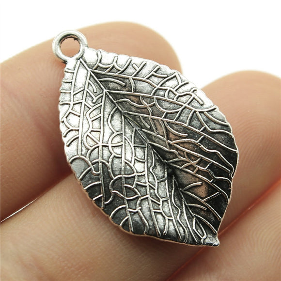 WYSIWYG 10pcs 35x20mm 2 Colors Antique Silver Color Antique Bronze Plated Vintage Leaf Pendant Leaf Pendant Charm DIY