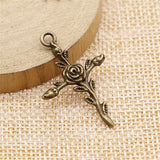 WYSIWYG 10pcs 35x23mm Flower Pendants Cross Shaped Cross Flower Charm Pendants Flower Cross Pendants G1294
