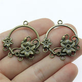WYSIWYG 10pcs 35x32mm Round Flower Earring Connector Flowers Porous Earring Connector Finding Flower Charms EF3764