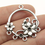 WYSIWYG 10pcs 35x32mm Round Flower Earring Connector Flowers Porous Earring Connector Finding Flower Charms EF3764