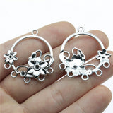 WYSIWYG 10pcs 35x32mm Round Flower Earring Connector Flowers Porous Earring Connector Finding Flower Charms EF3764