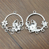 WYSIWYG 10pcs 35x32mm Round Flower Earring Connector Flowers Porous Earring Connector Finding Flower Charms EF3764
