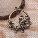 WYSIWYG 10pcs 35x32mm Round Flower Earring Connector Flowers Porous Earring Connector Finding Flower Charms EF3764