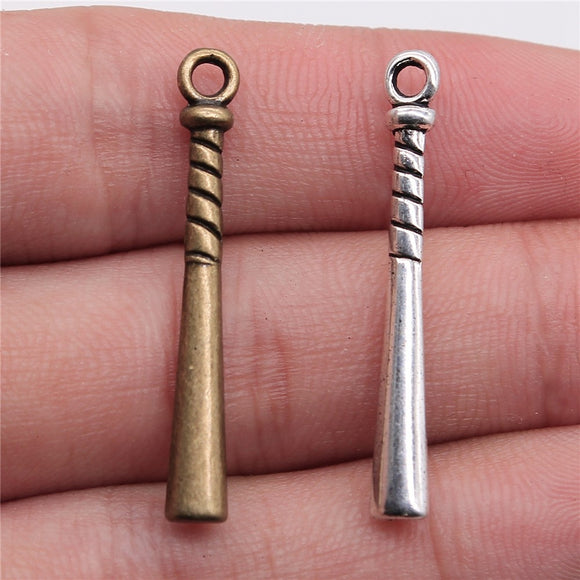 WYSIWYG 10pcs 35x5mm Antique Silver Color Antique Bronze Plated Baseball Bat Pendant Baseball Pendant Baseball Bat Charm EF3825