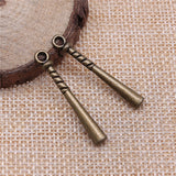 WYSIWYG 10pcs 35x5mm Antique Silver Color Antique Bronze Plated Baseball Bat Pendant Baseball Pendant Baseball Bat Charm EF3825