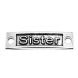 WYSIWYG 10pcs 35x9mm Sister Connector Charms For Jewelry Making Antique Silver Color Charm Pendant Jewelry Accessories