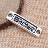 WYSIWYG 10pcs 35x9mm Sister Connector Charms For Jewelry Making Antique Silver Color Charm Pendant Jewelry Accessories
