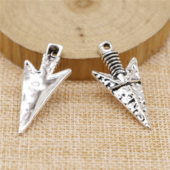 WYSIWYG 10pcs 36x16mm Antique Silver Color Arrow Head Pendant Arrowhead Charm For Jewelry Making