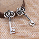 WYSIWYG 10pcs 36x16mm Key Charms For Jewelry Making Antique Silver Color Charm Pendant Jewelry Accessories