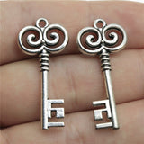 WYSIWYG 10pcs 36x16mm Key Charms For Jewelry Making Antique Silver Color Charm Pendant Jewelry Accessories