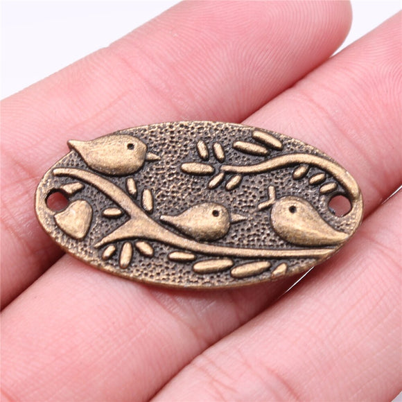 WYSIWYG 10pcs 36x19mm Birds Connector Charms For Jewelry Making Vintage Antique Bronze Color Jewelry Findings