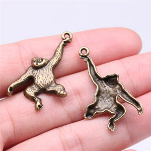WYSIWYG 10pcs 36x21mm Monkey Charms For Jewelry Making Antique Silver Plated Antique Bronze Color Jewelry Findings