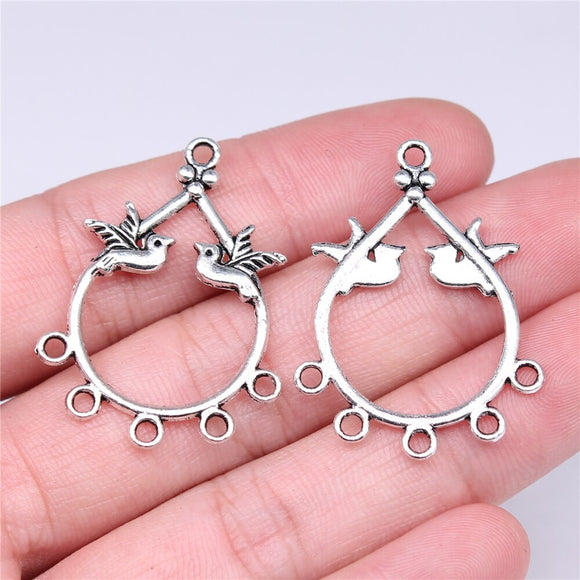WYSIWYG 10pcs 36x26mm Bird Earring Connector Antique Silver Color For DIY Jewelry Making Jewelry Findings Jewelry Accessories