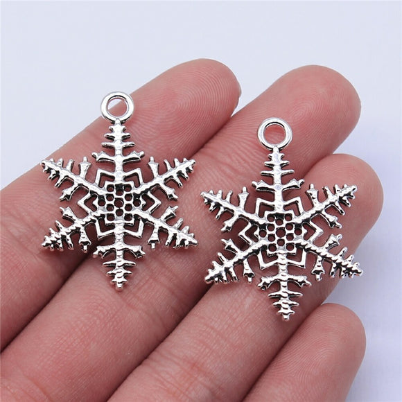 WYSIWYG 10pcs 36x26mm Snowflake Pendant Charms Antique Silver Color For Jewelry Making Zinc Alloy Jewelry Findings