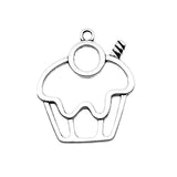 WYSIWYG 10pcs 36x31mm Cupcake Charms For Jewelry Making Antique Silver Color Charm Pendant Jewelry Accessories