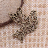 WYSIWYG 10pcs 36x32mm 2 Colors Antique Silver Color Antique Bronze Plated Charm Bird Hollow Pendants Hollow Bird Pendants Bird EF3952