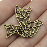 WYSIWYG 10pcs 36x32mm 2 Colors Antique Silver Color Antique Bronze Plated Charm Bird Hollow Pendants Hollow Bird Pendants Bird EF3952