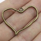 WYSIWYG 10pcs 36x35mm Big Hollow Heart Pendants Charm Tone Heart Pendants Hollow Big Hollow Heart Charm Pendants