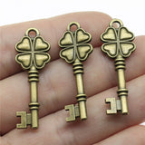 WYSIWYG 10pcs 37x13mm Four-Leaf Keys Charms Antique Bronze Color For DIY Jewelry Making Charms Pendant Jewelry Findings