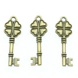 WYSIWYG 10pcs 37x13mm Four-Leaf Keys Charms Antique Bronze Color For DIY Jewelry Making Charms Pendant Jewelry Findings