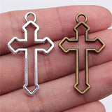 WYSIWYG 10pcs 38x22mm 2 Colors Antique Silver Color Antique Bronze Plated Hollow Cross Pendant Hollow Cross Charm Cross Pendants
