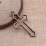 WYSIWYG 10pcs 38x22mm 2 Colors Antique Silver Color Antique Bronze Plated Hollow Cross Pendant Hollow Cross Charm Cross Pendants