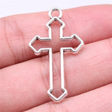 WYSIWYG 10pcs 38x22mm 2 Colors Antique Silver Color Antique Bronze Plated Hollow Cross Pendant Hollow Cross Charm Cross Pendants