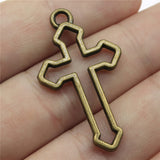 WYSIWYG 10pcs 38x22mm 2 Colors Antique Silver Color Antique Bronze Plated Hollow Cross Pendant Hollow Cross Charm Cross Pendants