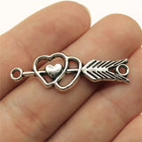 WYSIWYG 10pcs 39x13mm Arrow To Heart Connector Charms Antique Silver Color Charms For Jewelry Making Jewelry Findings