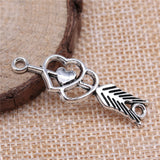 WYSIWYG 10pcs 39x13mm Arrow To Heart Connector Charms Antique Silver Color Charms For Jewelry Making Jewelry Findings