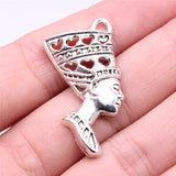 WYSIWYG 10pcs 39x20mm Woman Head Charms For Jewelry Making Antique Silver Color Charm Pendant Jewelry Accessories