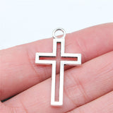 WYSIWYG 10pcs 39x21mm Hollow Cross Charms Pendant Antique Silver Color For Jewelry Making Zinc Alloy Jewelry Findings